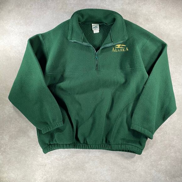 90’s Briar Creek Alaska Embroidered Green Fleece Quarter Zip Sweater - Picture 1 of 5